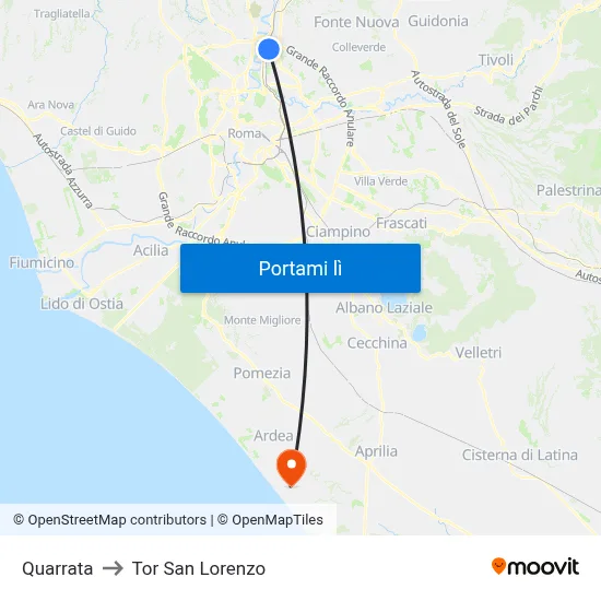 Quarrata to Tor San Lorenzo map