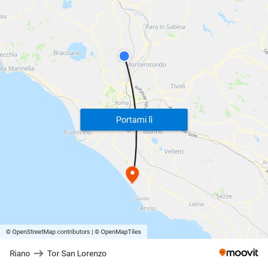 Riano to Tor San Lorenzo map