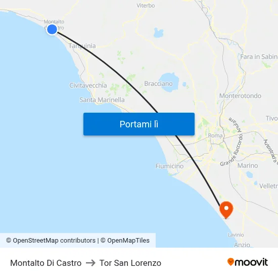 Montalto Di Castro to Tor San Lorenzo map