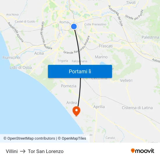 Villini to Tor San Lorenzo map