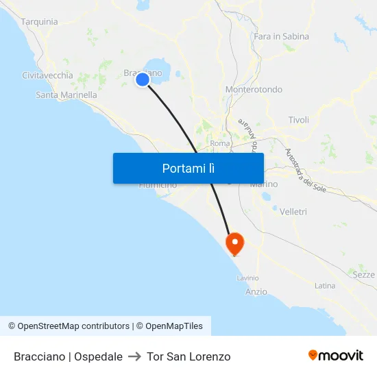 Bracciano | Ospedale to Tor San Lorenzo map