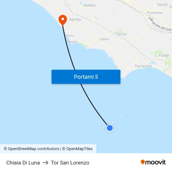 Chiaia Di Luna to Tor San Lorenzo map