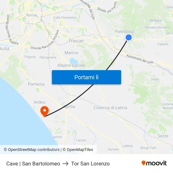 Cave | San Bartolomeo to Tor San Lorenzo map