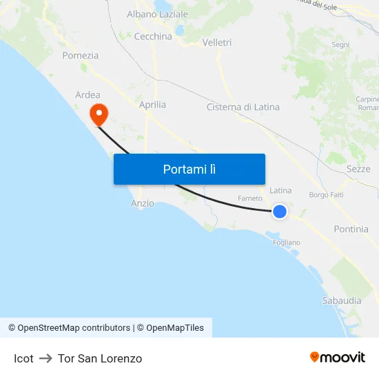 Icot to Tor San Lorenzo map