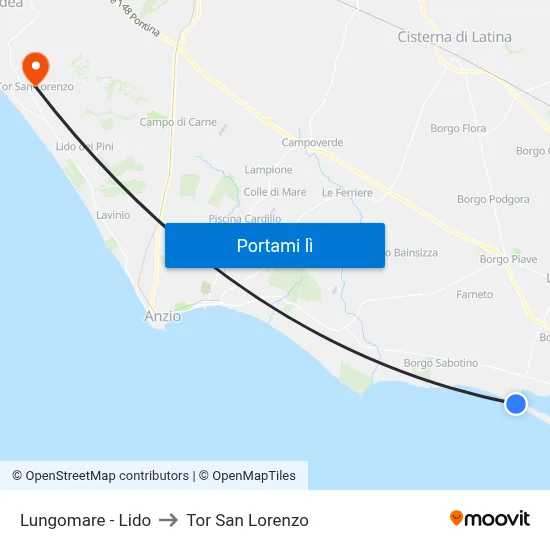 Lungomare - Lido to Tor San Lorenzo map