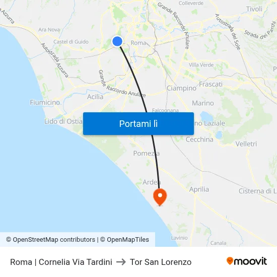 Roma | Cornelia Via Tardini to Tor San Lorenzo map