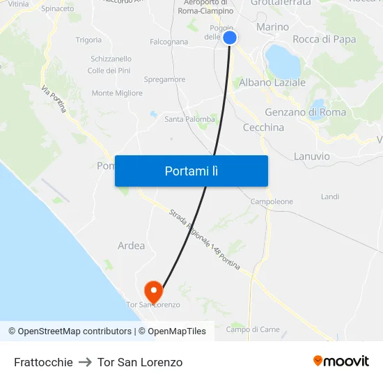 Frattocchie to Tor San Lorenzo map
