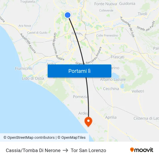 Cassia/Tomba Di Nerone to Tor San Lorenzo map