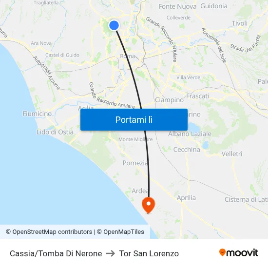 Cassia/Tomba Di Nerone to Tor San Lorenzo map