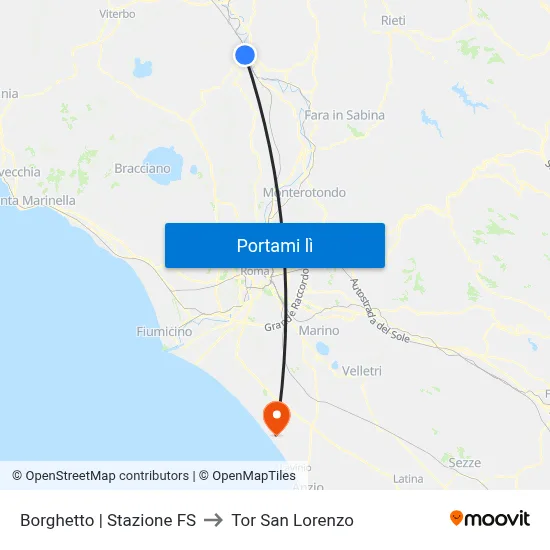 Borghetto | Stazione FS to Tor San Lorenzo map