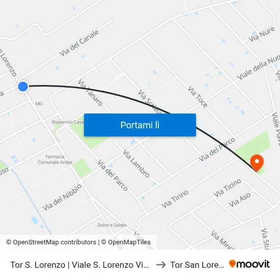Tor S. Lorenzo | Viale S. Lorenzo Via Koala to Tor San Lorenzo map