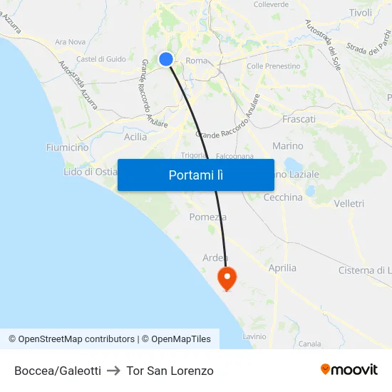 Boccea/Galeotti to Tor San Lorenzo map