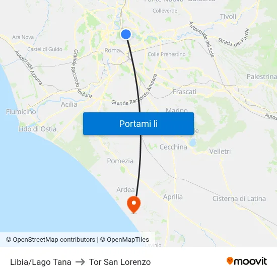 Libia/Lago Tana to Tor San Lorenzo map