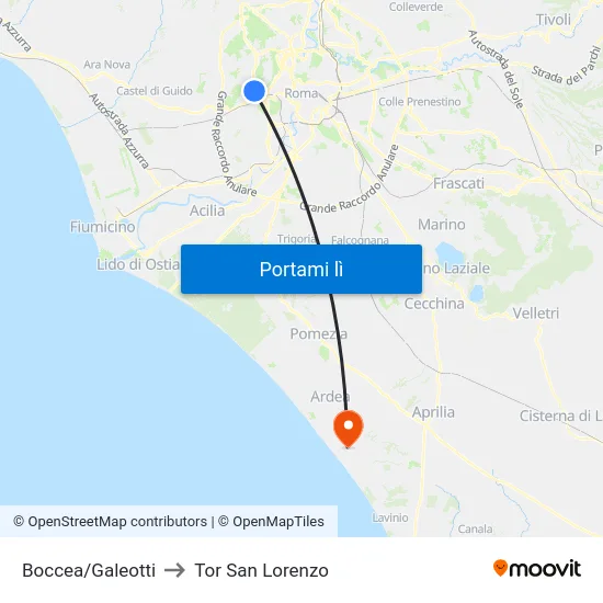 Boccea/Galeotti to Tor San Lorenzo map