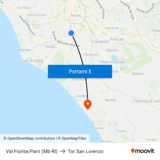 Val Fiorita/Parri (Mb-Rl) to Tor San Lorenzo map