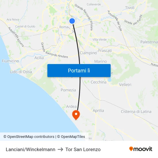 Lanciani/Winckelmann to Tor San Lorenzo map