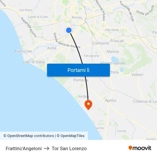 Frattini/Angeloni to Tor San Lorenzo map