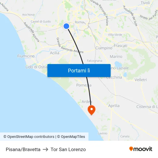 Pisana/Bravetta to Tor San Lorenzo map