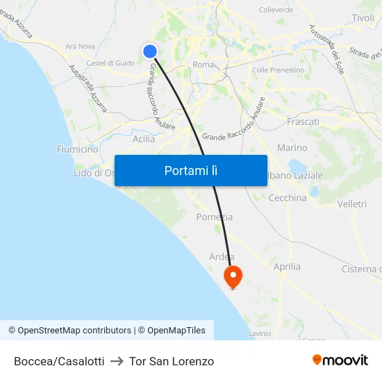 Boccea/Casalotti to Tor San Lorenzo map