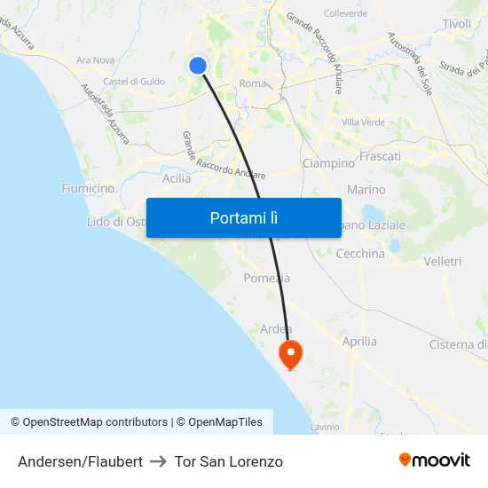 Andersen/Flaubert to Tor San Lorenzo map