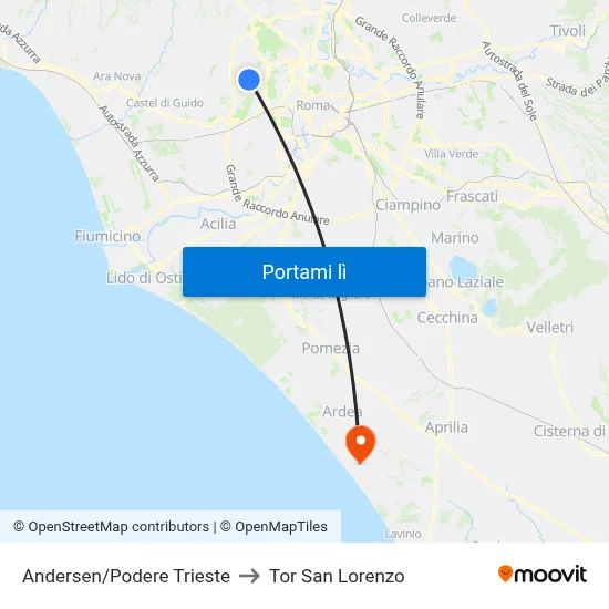 Andersen/Podere Trieste to Tor San Lorenzo map
