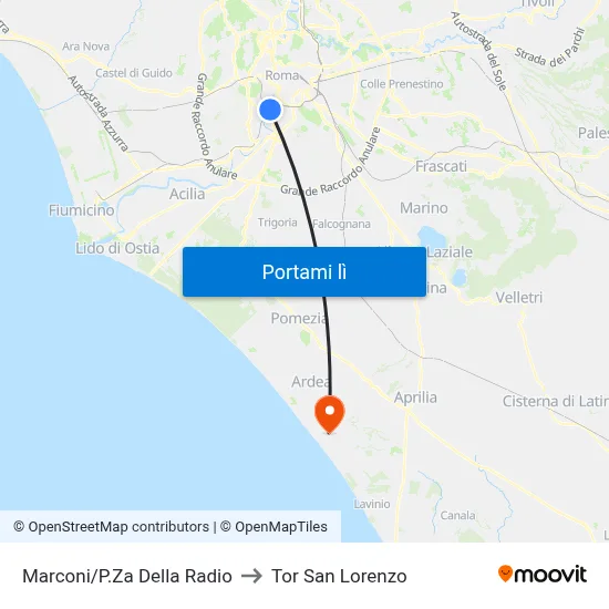 Marconi/P.Za Della Radio to Tor San Lorenzo map
