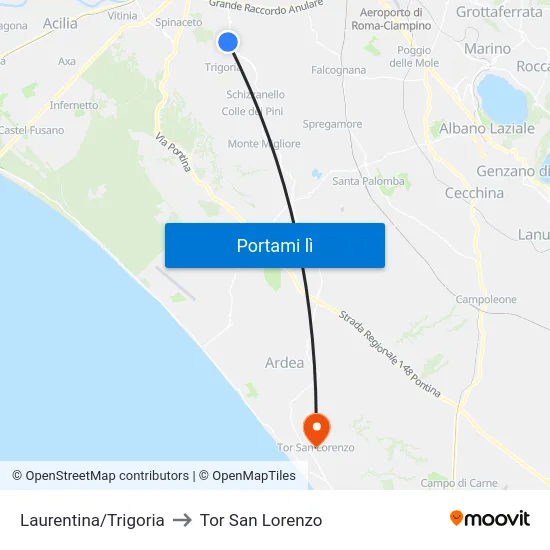 Laurentina/Trigoria to Tor San Lorenzo map