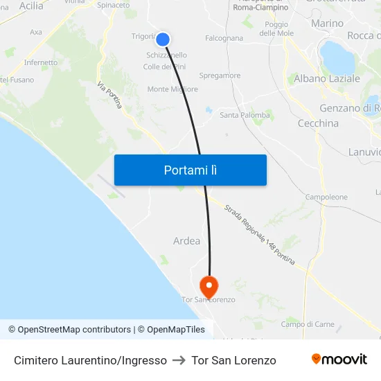Cimitero Laurentino/Ingresso to Tor San Lorenzo map