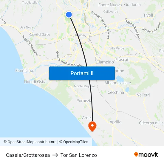 Cassia/Grottarossa to Tor San Lorenzo map