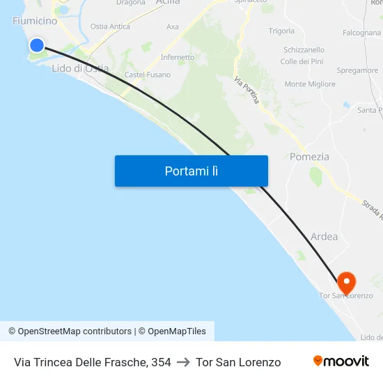 Via Trincea Delle Frasche, 354 to Tor San Lorenzo map