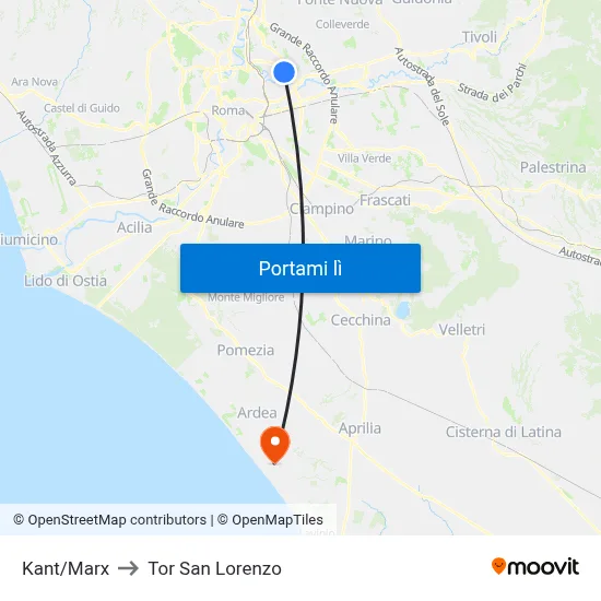 Kant/Marx to Tor San Lorenzo map