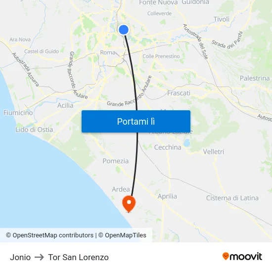 Jonio to Tor San Lorenzo map