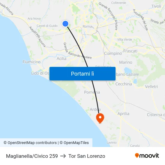 Maglianella/Civico 259 to Tor San Lorenzo map