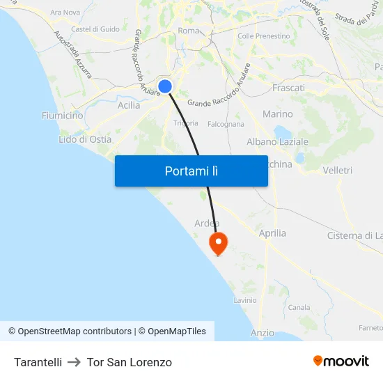 Tarantelli to Tor San Lorenzo map