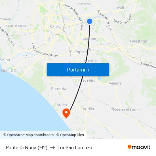 Ponte Di Nona (Fl2) to Tor San Lorenzo map