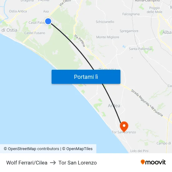 Wolf Ferrari/Cilea to Tor San Lorenzo map