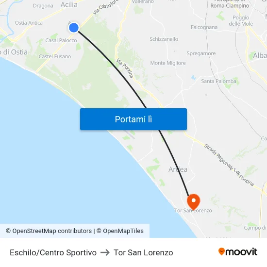 Eschilo/Centro Sportivo to Tor San Lorenzo map