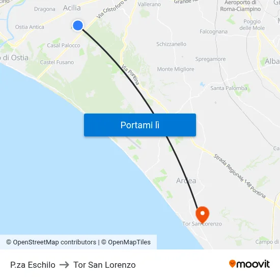 P.za Eschilo to Tor San Lorenzo map