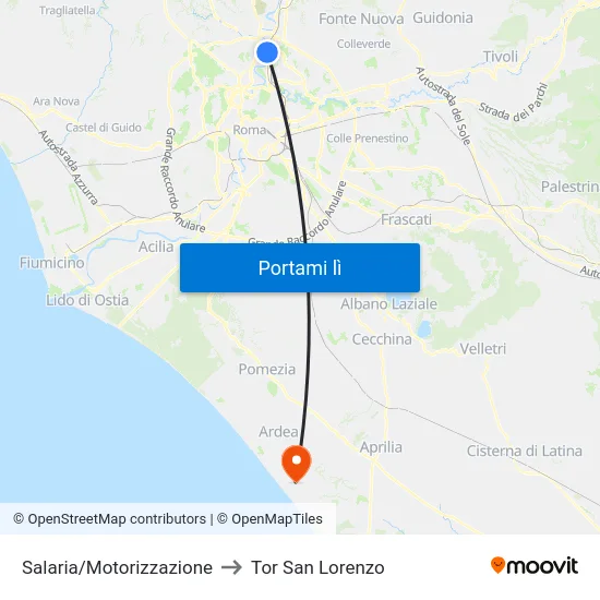 Salaria/Motorizzazione to Tor San Lorenzo map