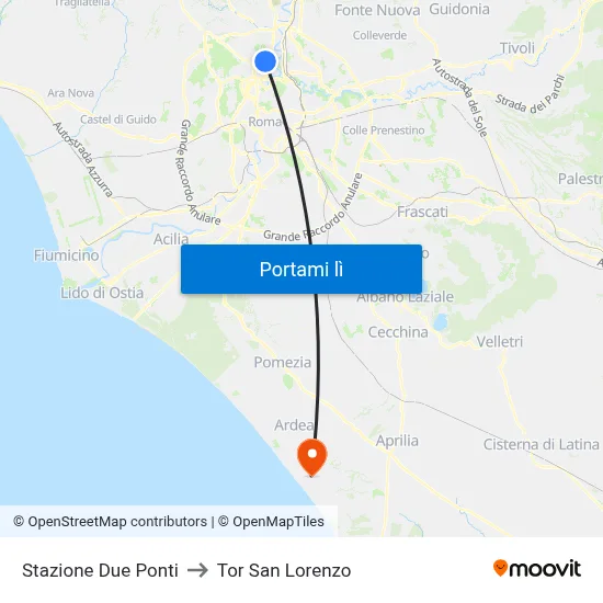 Stazione Due Ponti to Tor San Lorenzo map