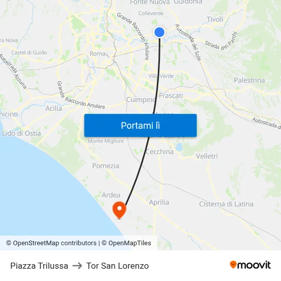 Piazza Trilussa to Tor San Lorenzo map