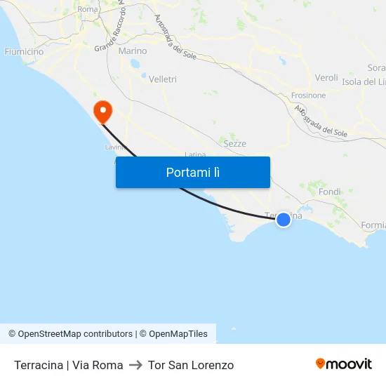Terracina | Via Roma to Tor San Lorenzo map