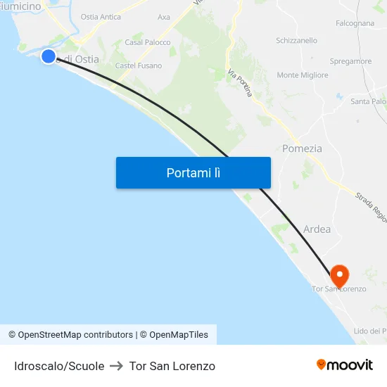 Idroscalo/Scuole to Tor San Lorenzo map