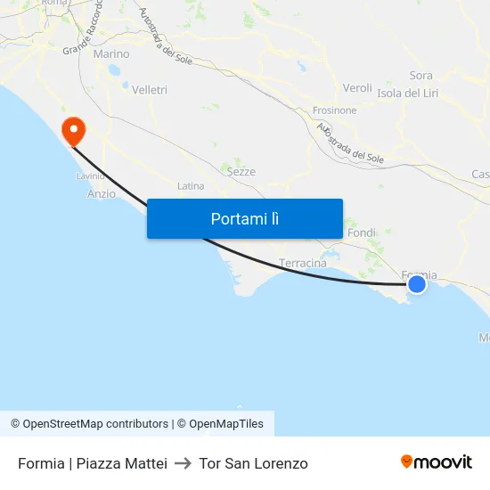 Formia | Piazza Mattei to Tor San Lorenzo map