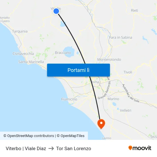 Viterbo | Viale Diaz to Tor San Lorenzo map