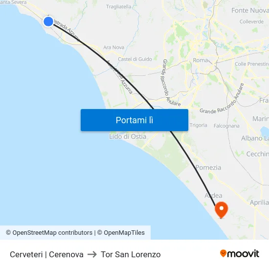Cerveteri | Cerenova to Tor San Lorenzo map