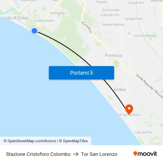 Stazione Cristoforo Colombo to Tor San Lorenzo map
