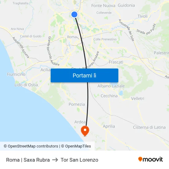 Roma | Saxa Rubra to Tor San Lorenzo map