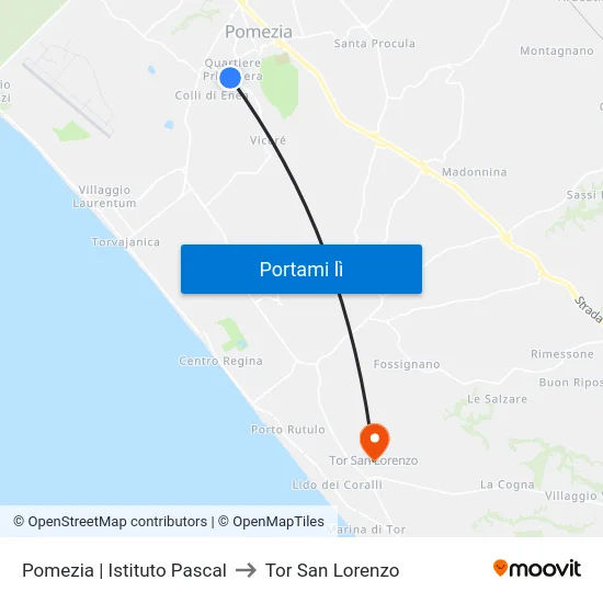 Pomezia | Istituto Pascal to Tor San Lorenzo map