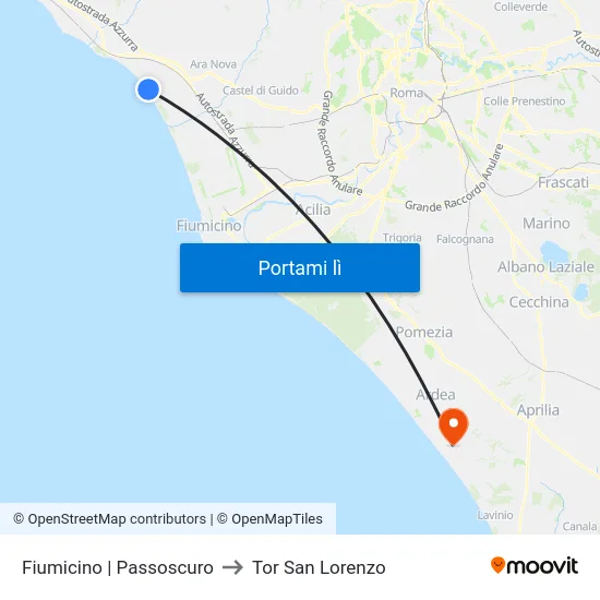 Fiumicino | Passoscuro to Tor San Lorenzo map